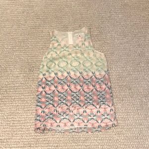 CAbi pink and green sleeveless blouse